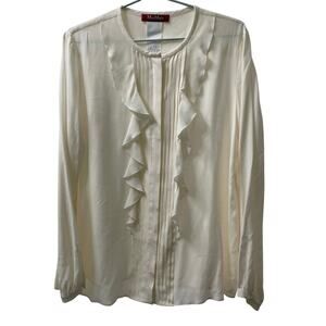 Max Mara Studio Crepe Ruffle Blouse